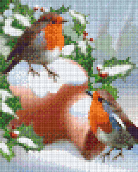 Christmas Robins Four [4] Baseplate PixelHobby Mini-mosaic Art Kit